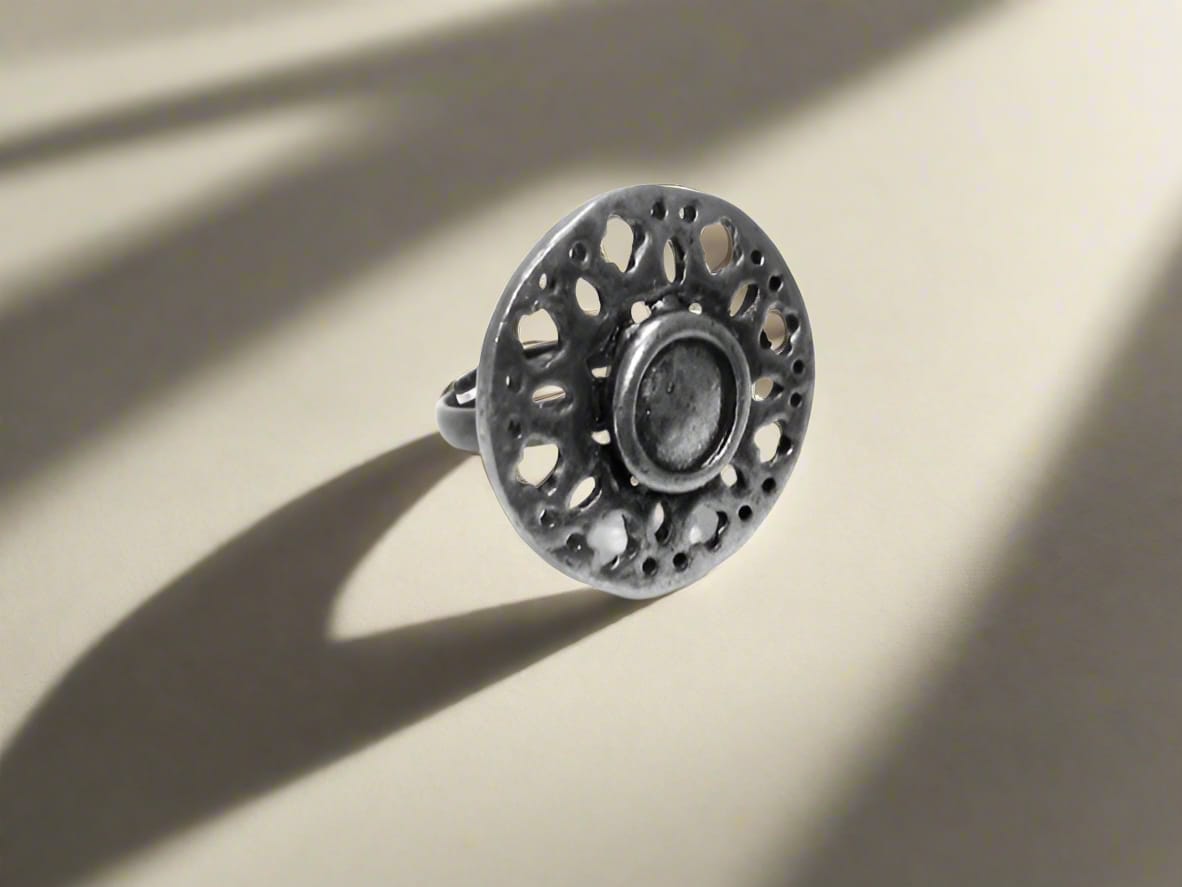 anillo etnico plateado