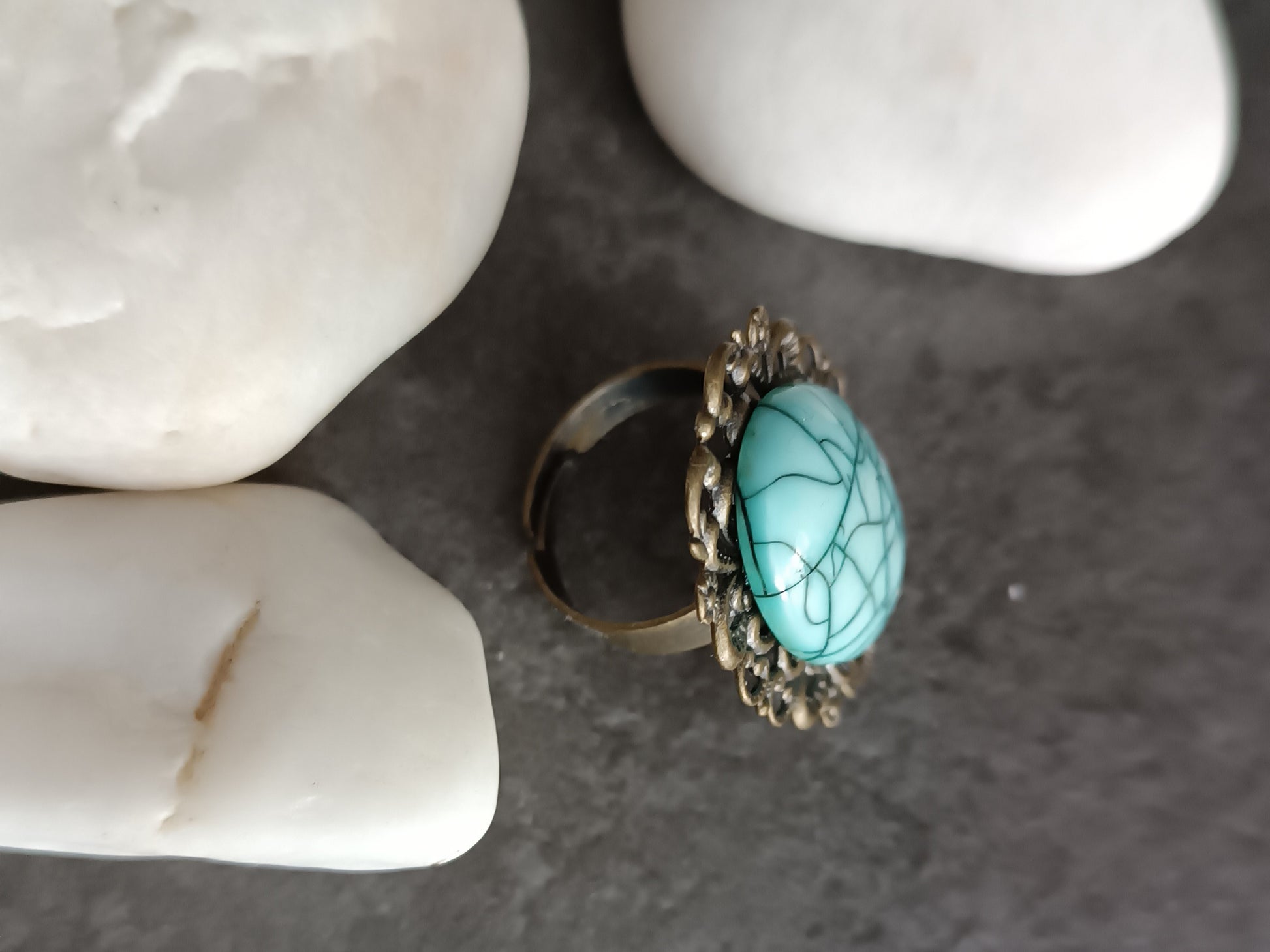 anillo ajustable turquesa vintage