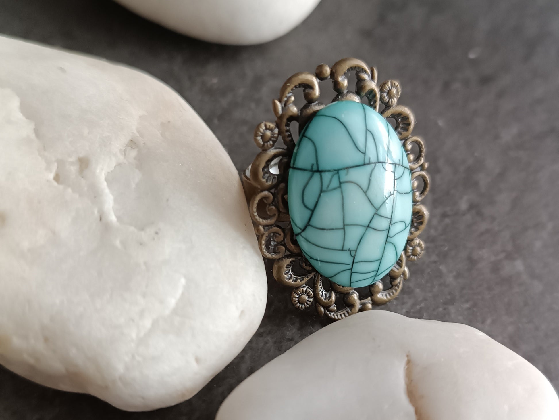 anillo vintage turquesa