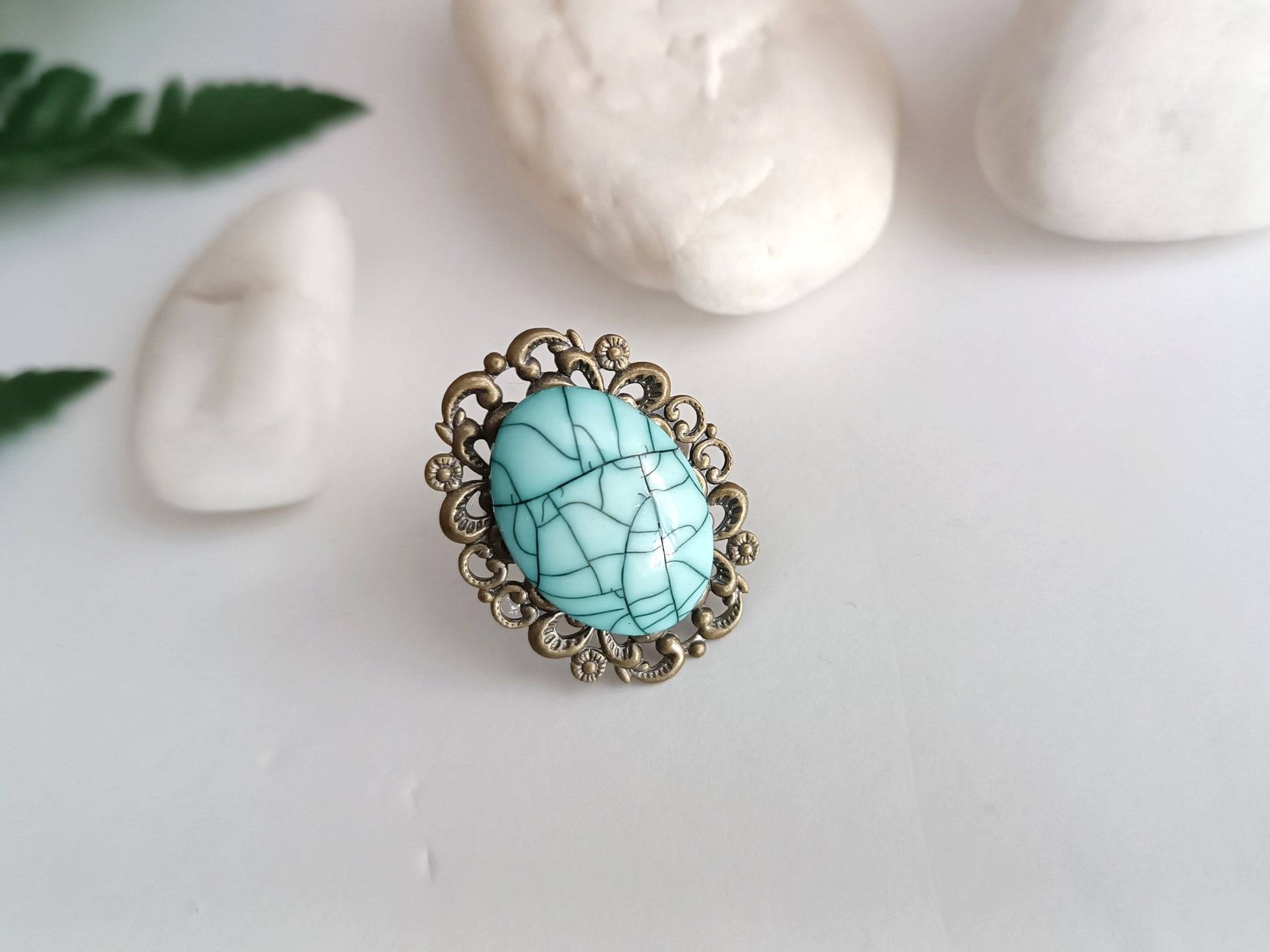 anillo bronce y turquesa