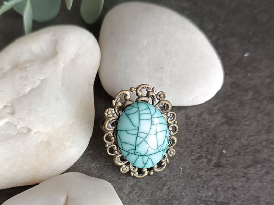 anillo vintage con turquesa