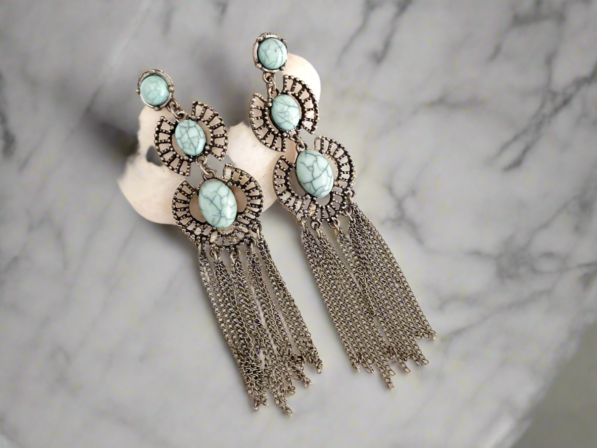 Pendientes boho con turquesa