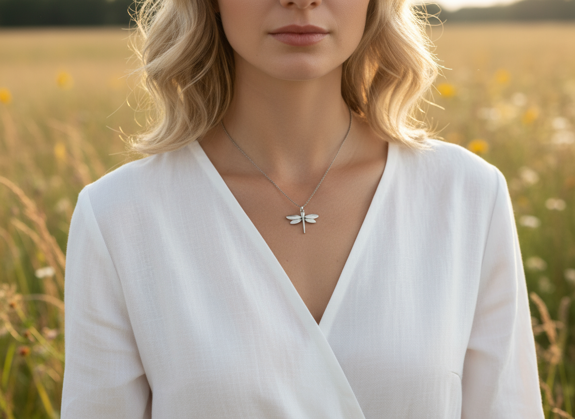 Colgante con una libélula minimalista