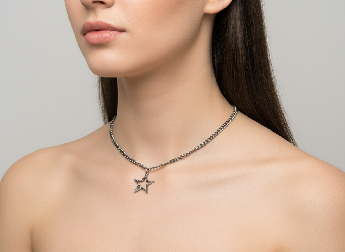 Colgante con estrella asimétrica color grafito