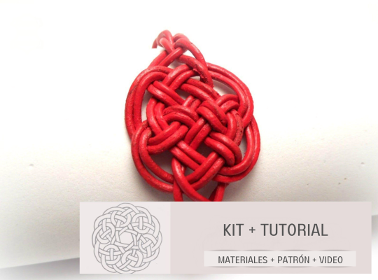 kit con materiales y tutorial para hacer pulsera nudo celta del amor eterno