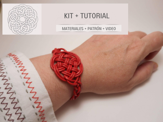 kit con materiales y tutorial para hacer pulsera nudo celta del amor eterno
