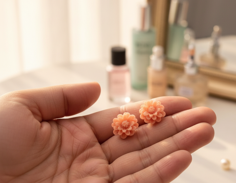 Pendientes de botón con forma de flores, pequeñas y delicadas dalias