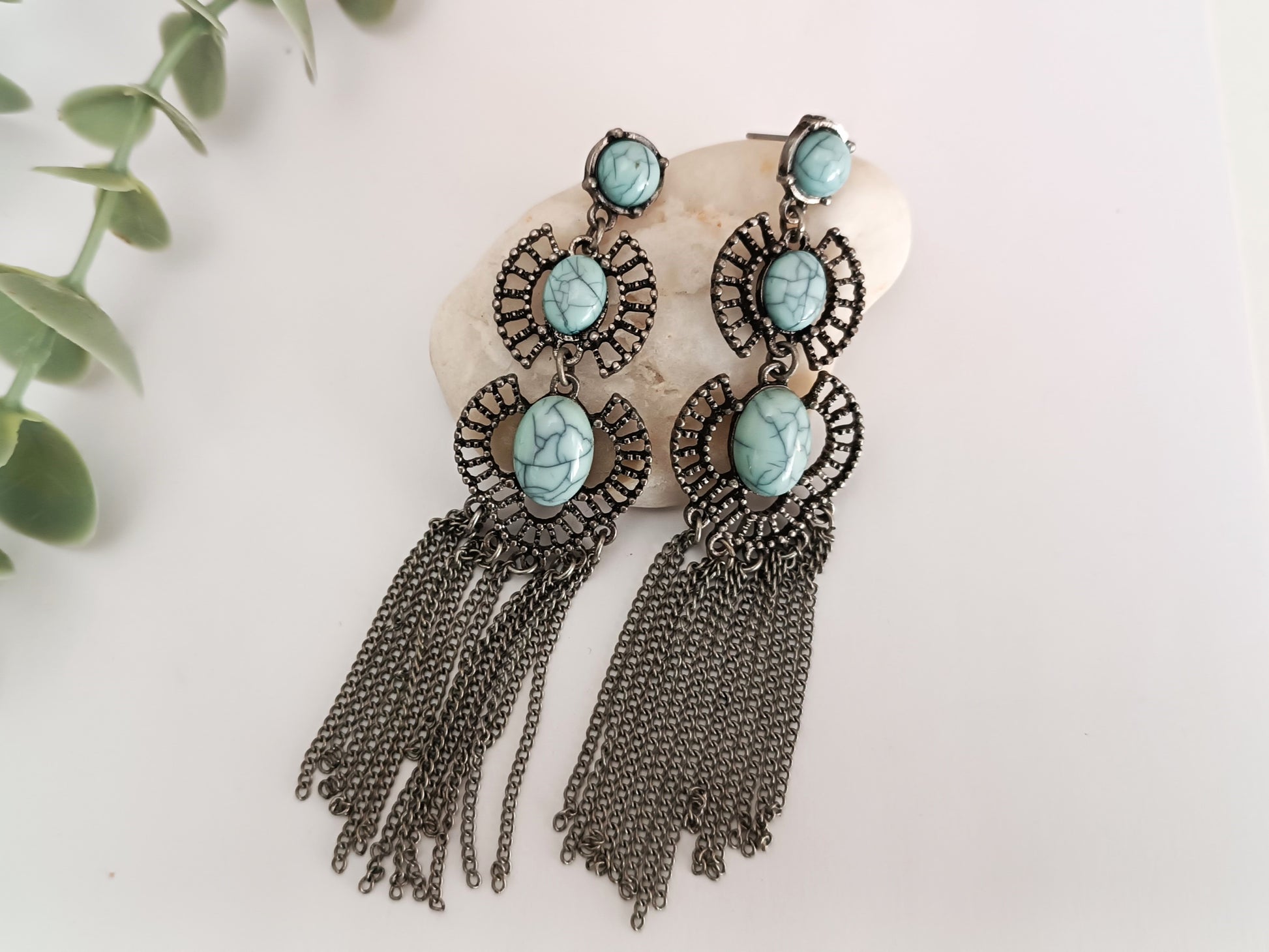 pendientes vintage con turquesas