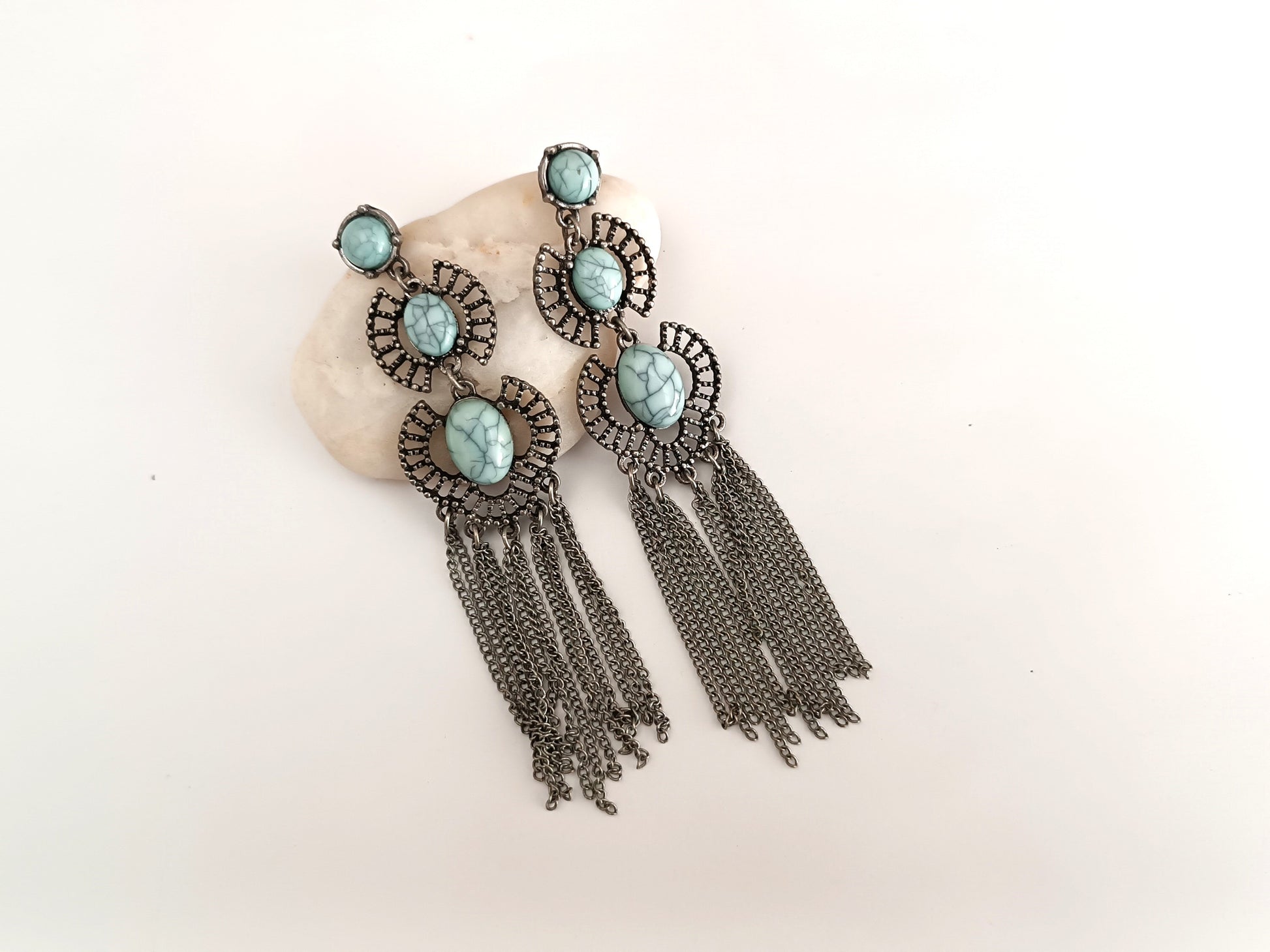 pendientes vintage con turquesas