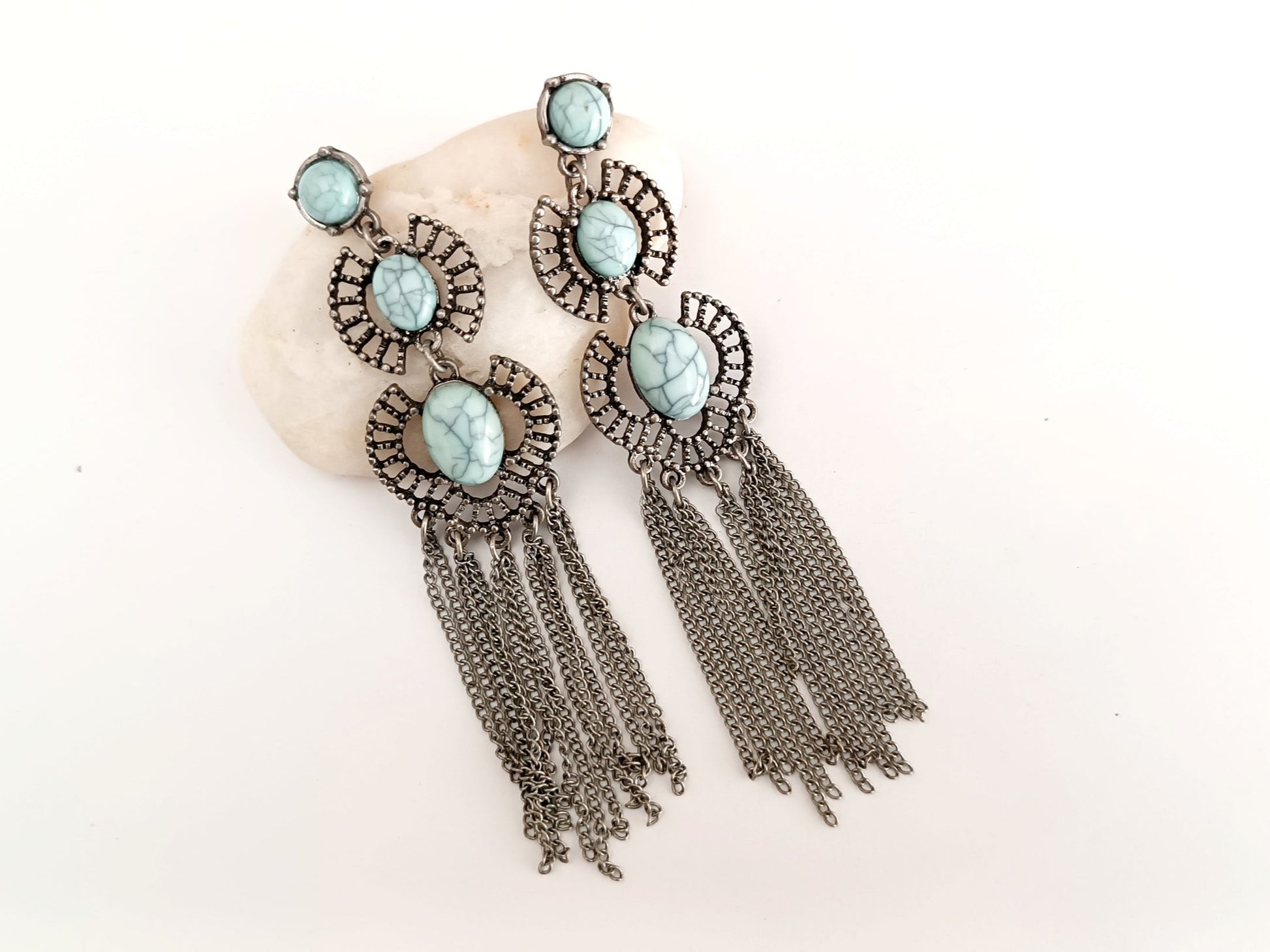 pendientes vintage con turquesa