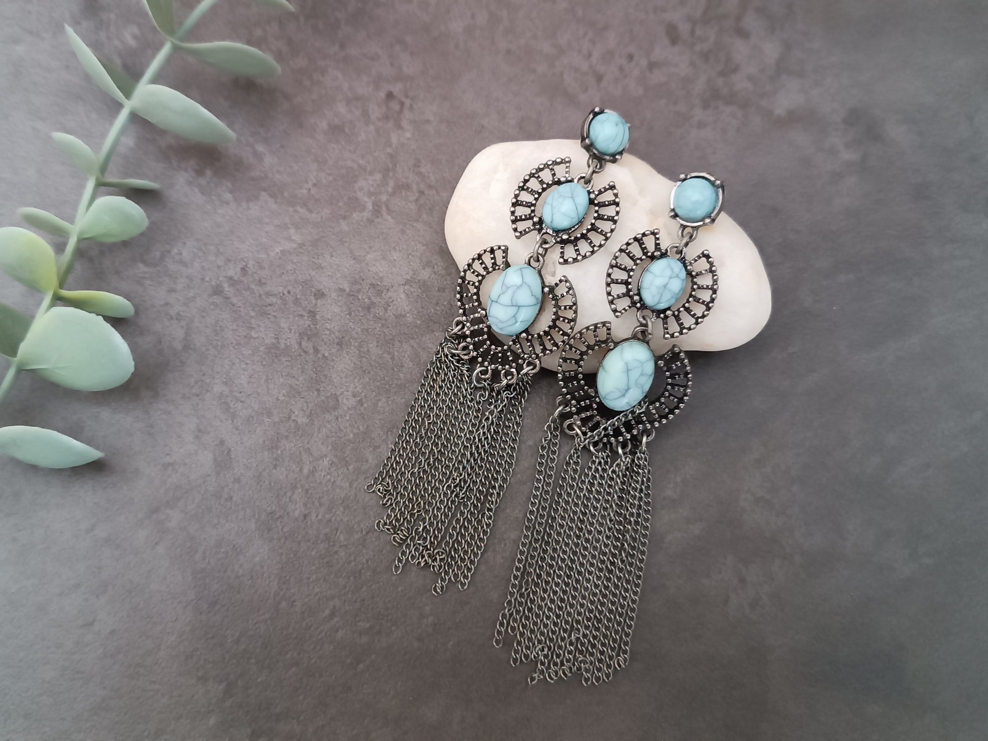pendientes vintage con turquesas