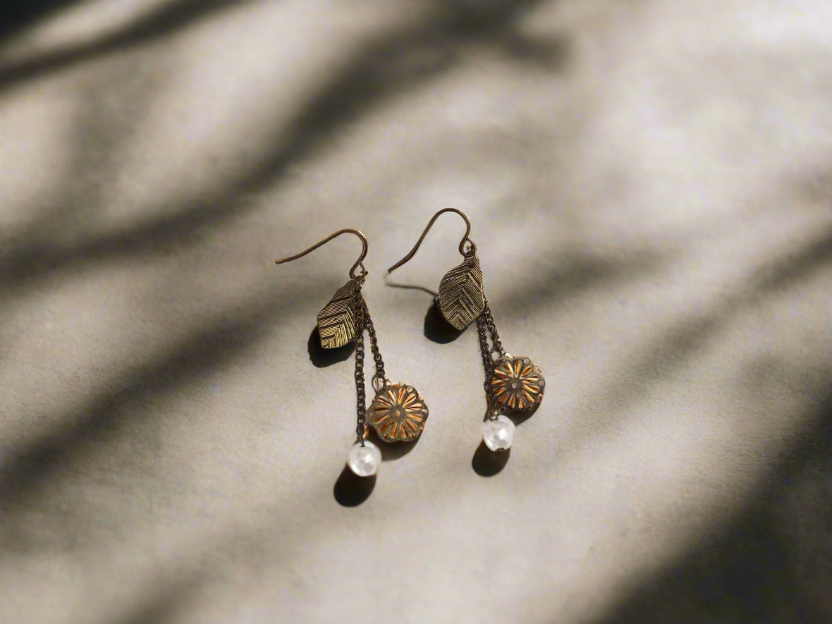 pendientes vintage perla