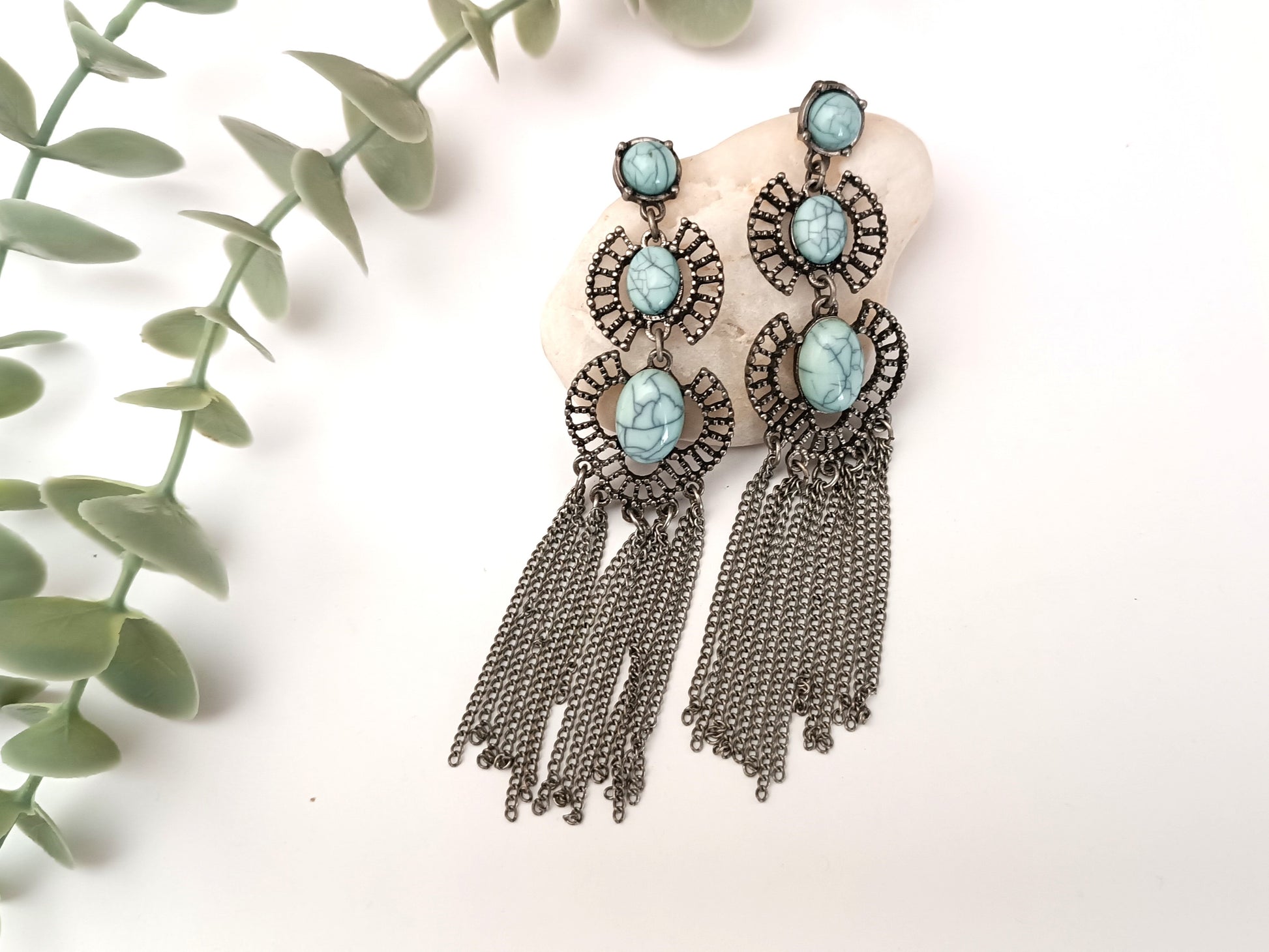 pendientes vintage con turquesas