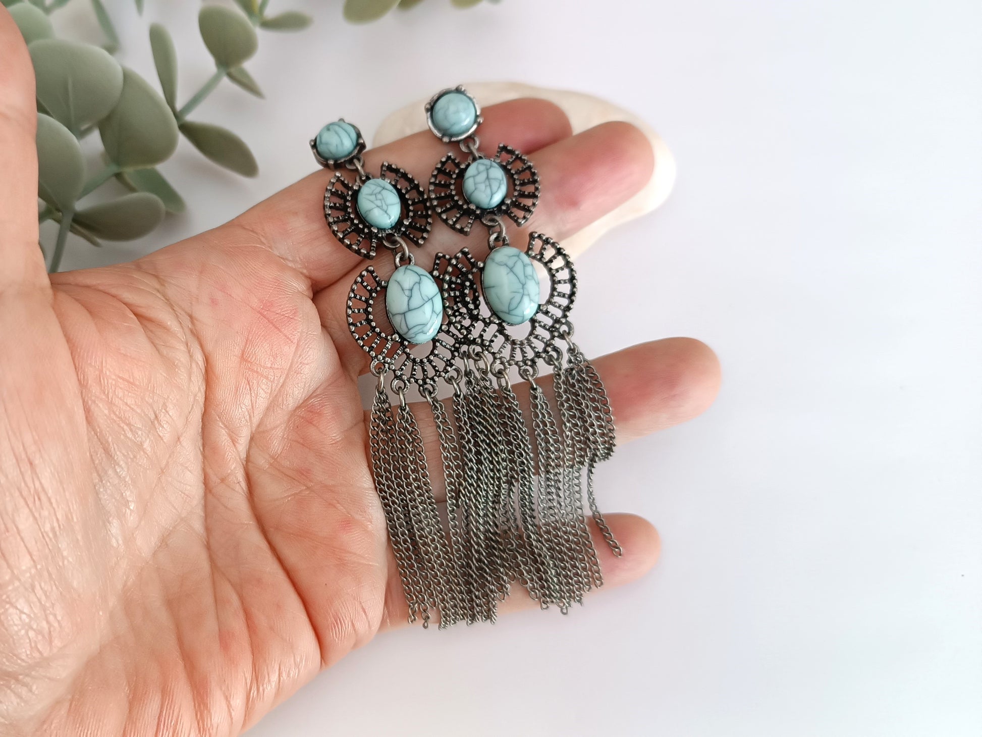 pendientes vintage con turquesas