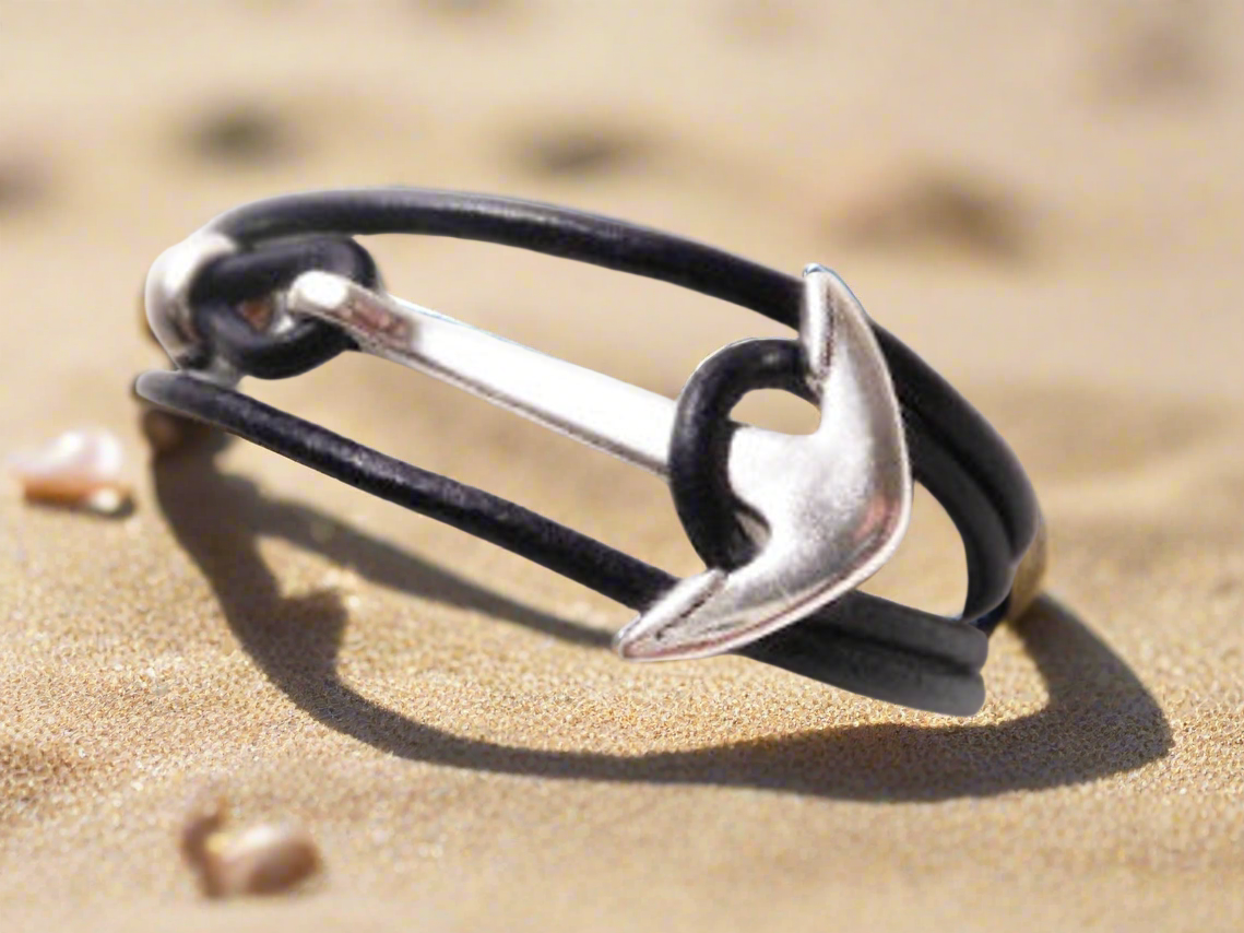 pulsera cuero con ancla