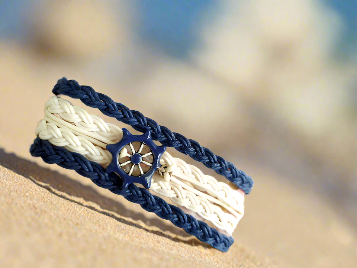 pulsera marinera azul y banca