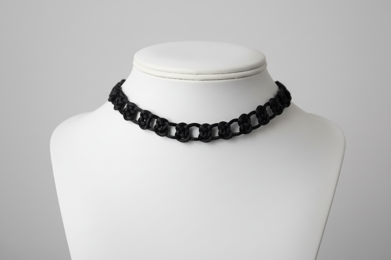 Collar choker con nudos infinitos de cuero