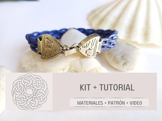 KIt con materiales y tutorial para hacer pulsera trenzada estilo marinero