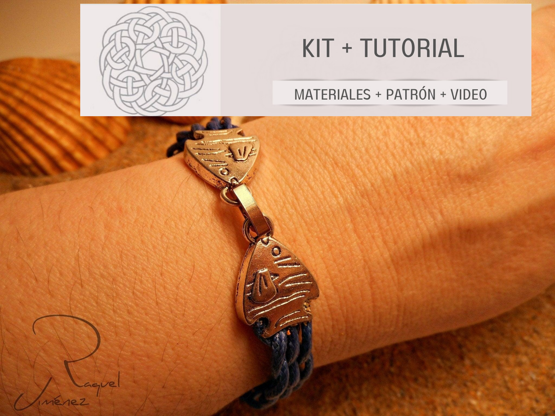 KIt con materiales y tutorial para hacer pulsera trenzada estilo marinero