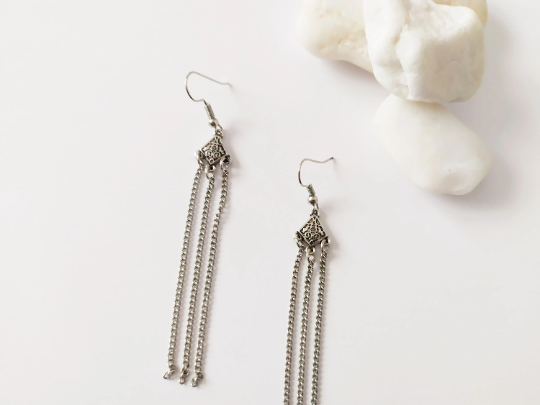 Pendientes estilo celta con cadenas Raquel Jiménez Artesanía