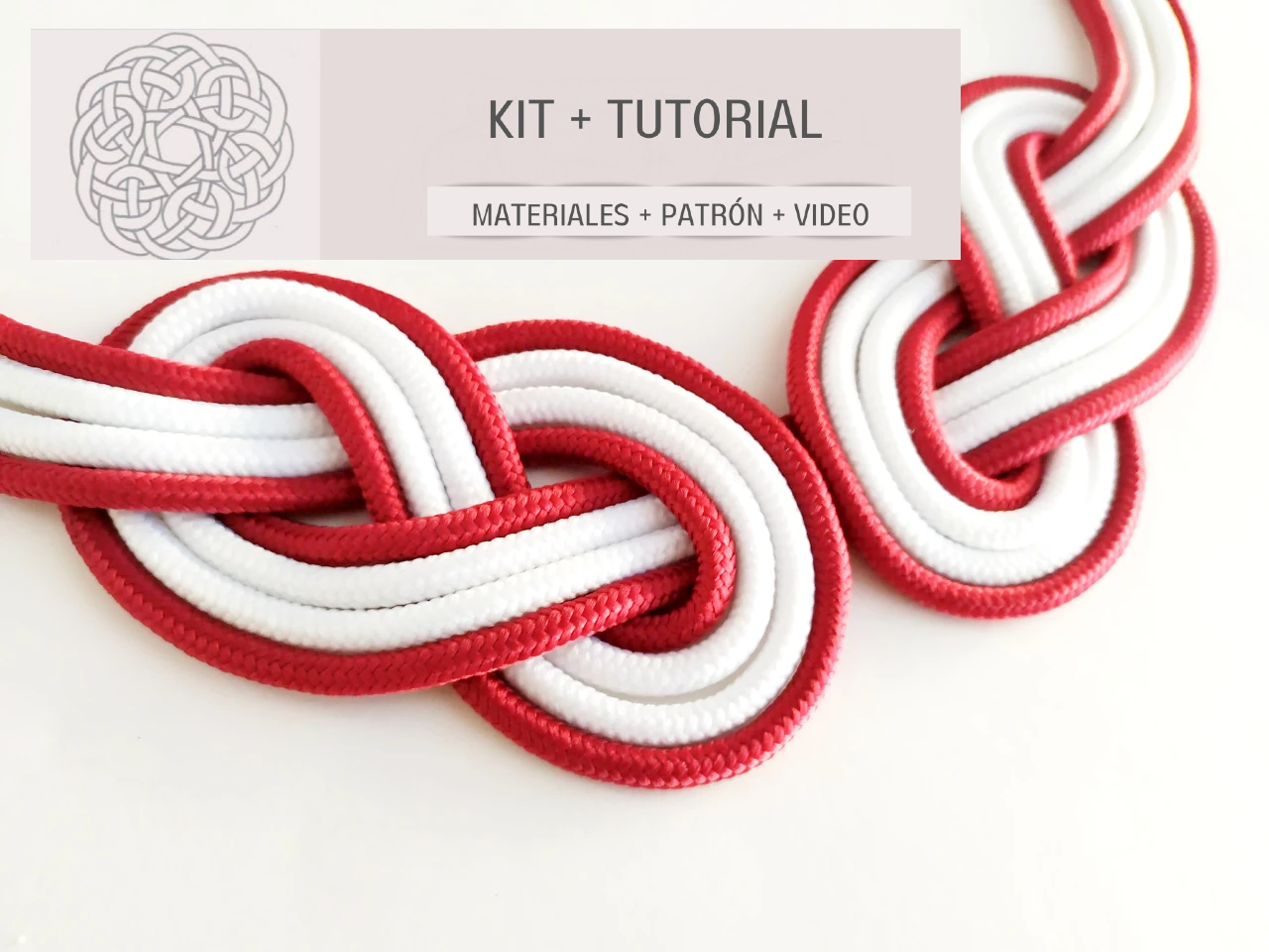 kit para hacer collar de nudos estilo marinero en colores azul y blanco . Raquel Jiménez Artesanía