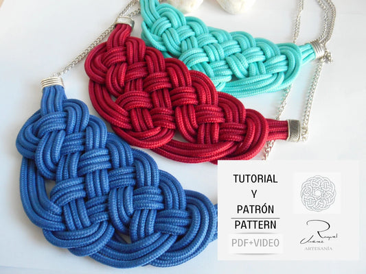 tutorial con patrón imprimible para hacer collar nudo de macramé