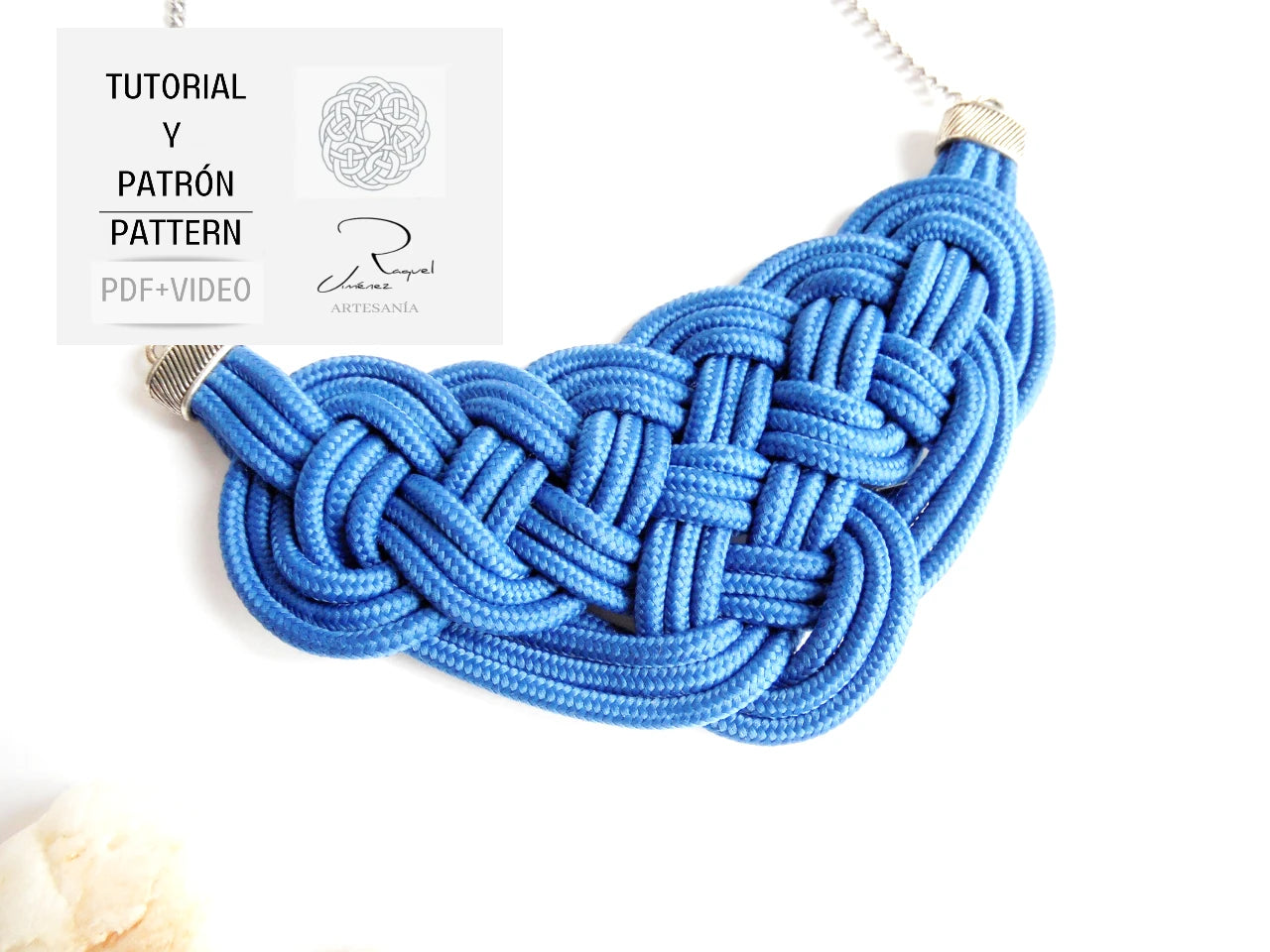 tutorial con patrón imprimible para hacer collar nudo de macramé