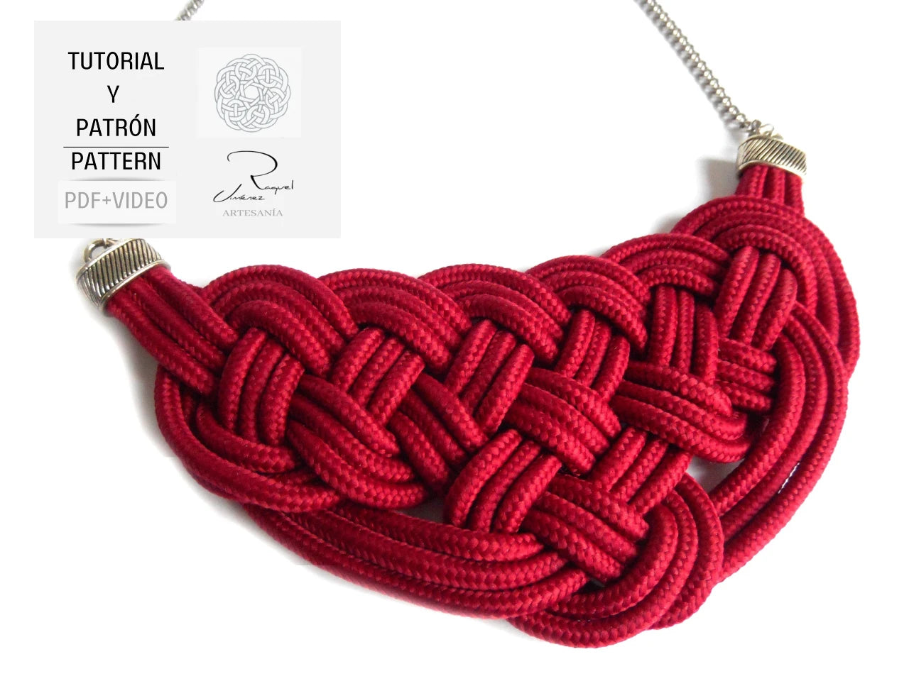 tutorial con patrón imprimible para hacer collar nudo de macramé
