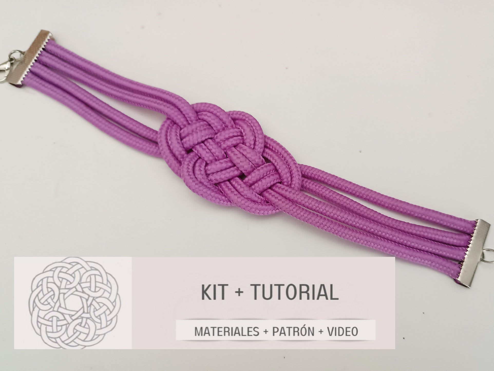 kit materiales y tutorial para pulsera color morado dia de la mujer