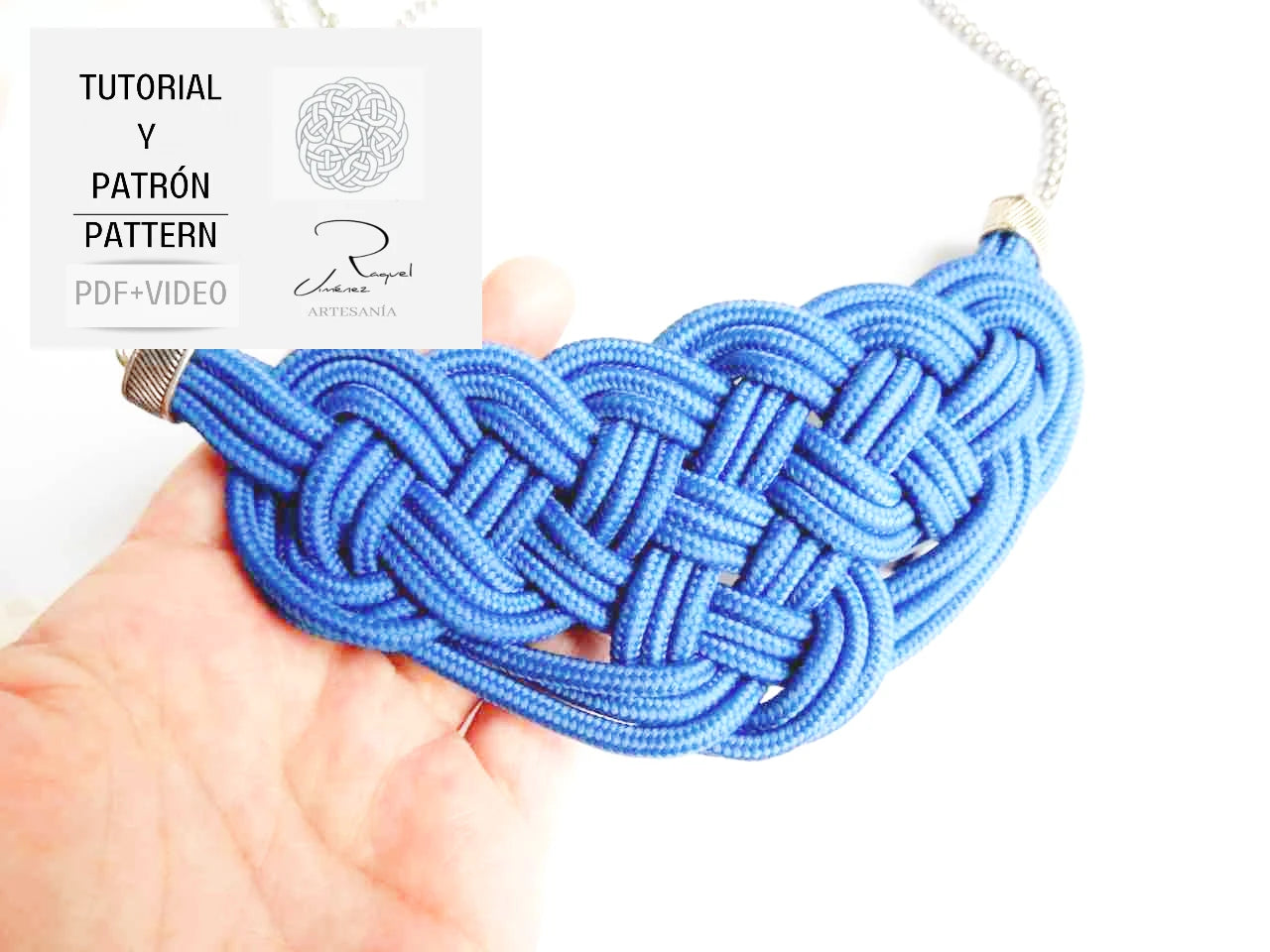 tutorial con patrón imprimible para hacer collar nudo de macramé