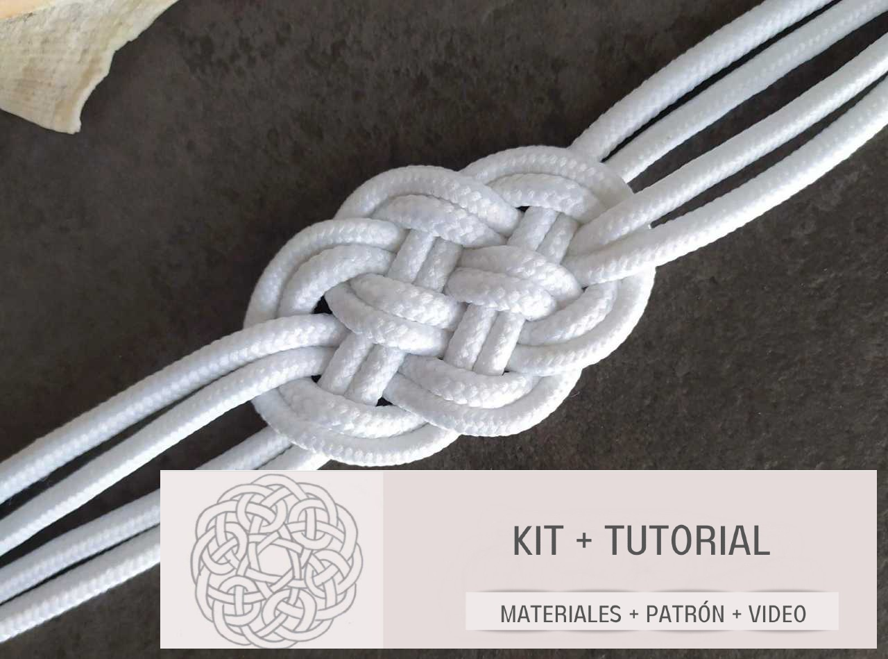 kit con tutorial materiales para hacer pulsera marinera de macramé. Raquel Jiménez Artesanía