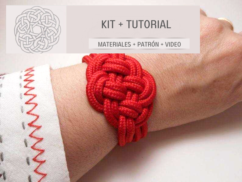 kit con tutorial materiales para hacer pulsera marinera de macramé. Raquel Jiménez Artesanía