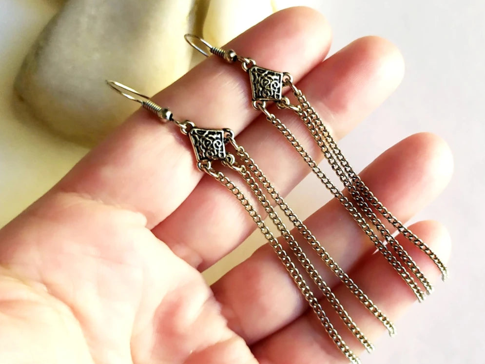 Pendientes estilo celta con cadenas Raquel Jiménez Artesanía