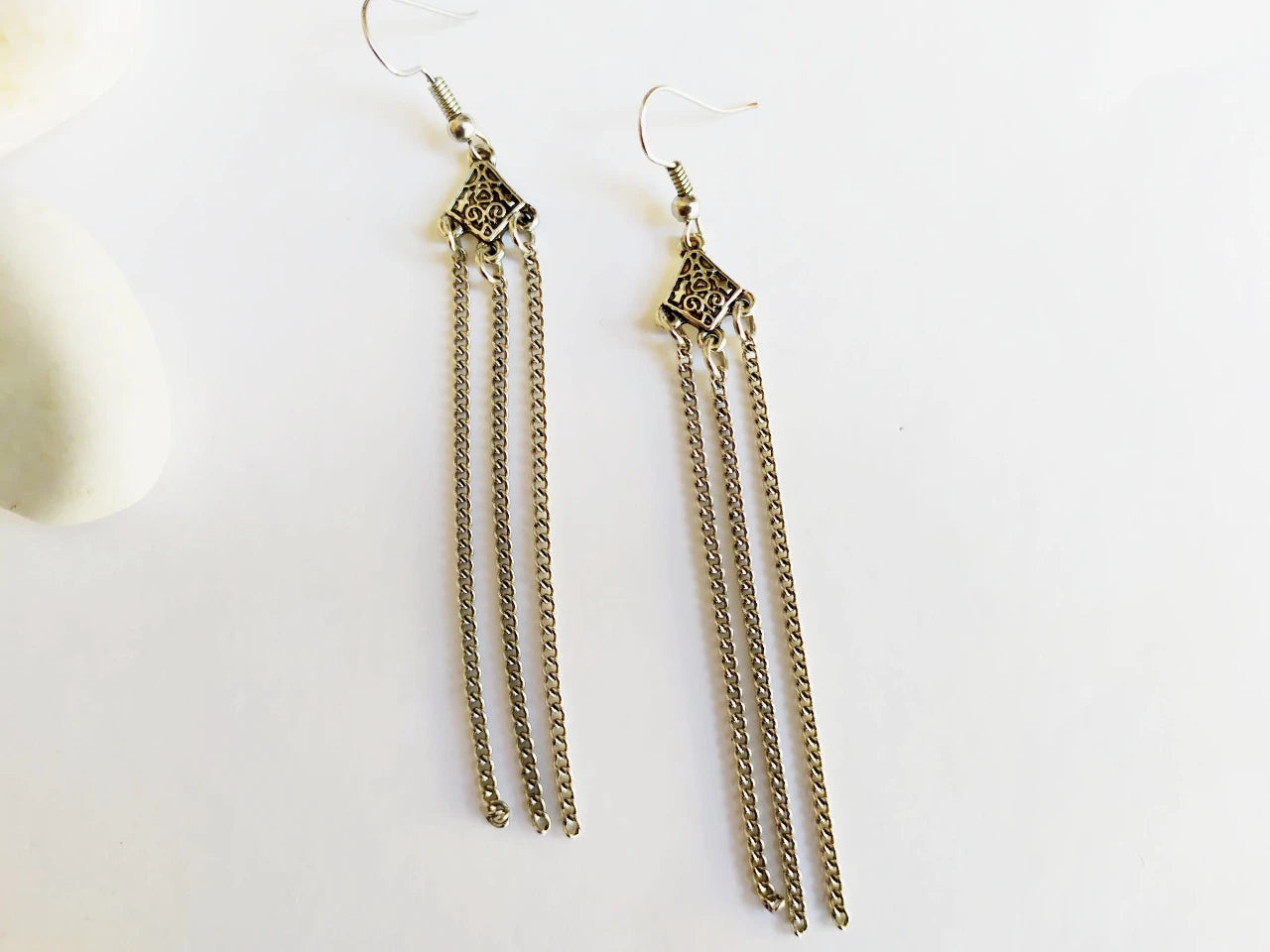 Pendientes estilo celta con cadenas Raquel Jiménez Artesanía