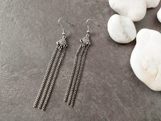 Pendientes estilo celta con cadenas Raquel Jiménez Artesanía