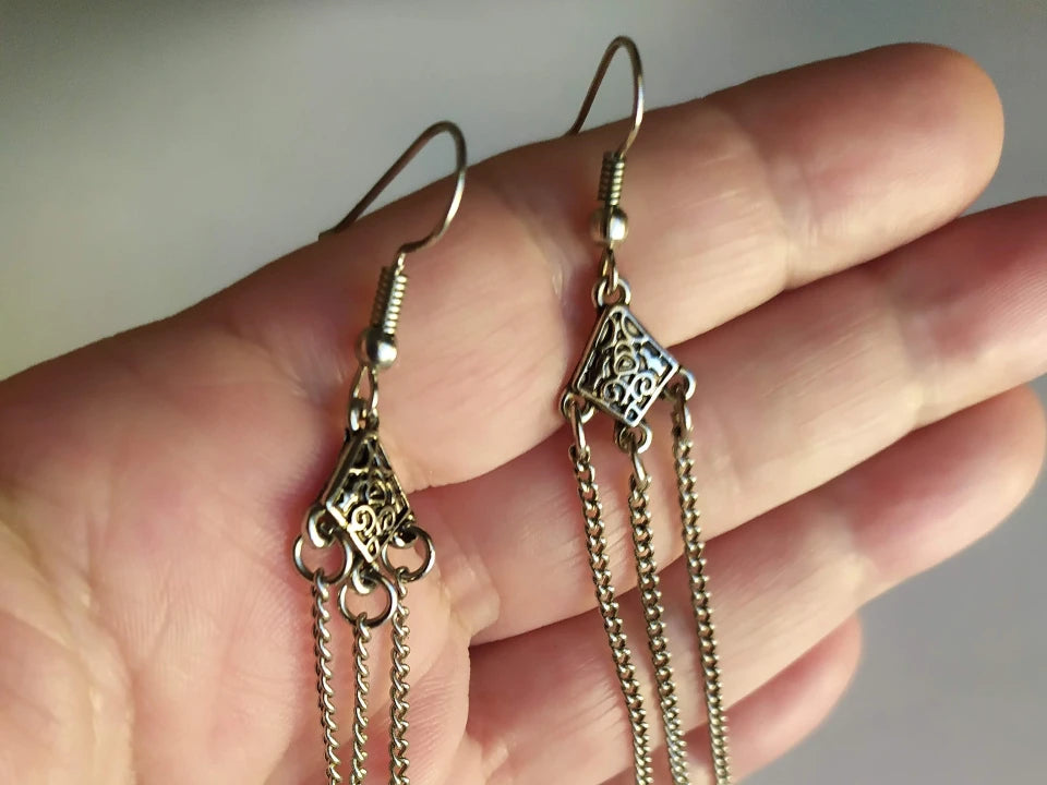 Pendientes estilo celta con cadenas Raquel Jiménez Artesanía