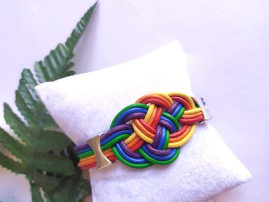 Pulsera de cuero LGTBQ, pulsera día del orgullo gay con bandera arco iris