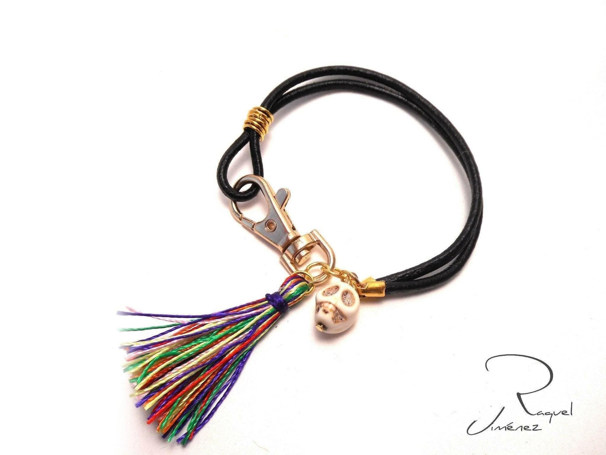 Pulsera calavera de cuero