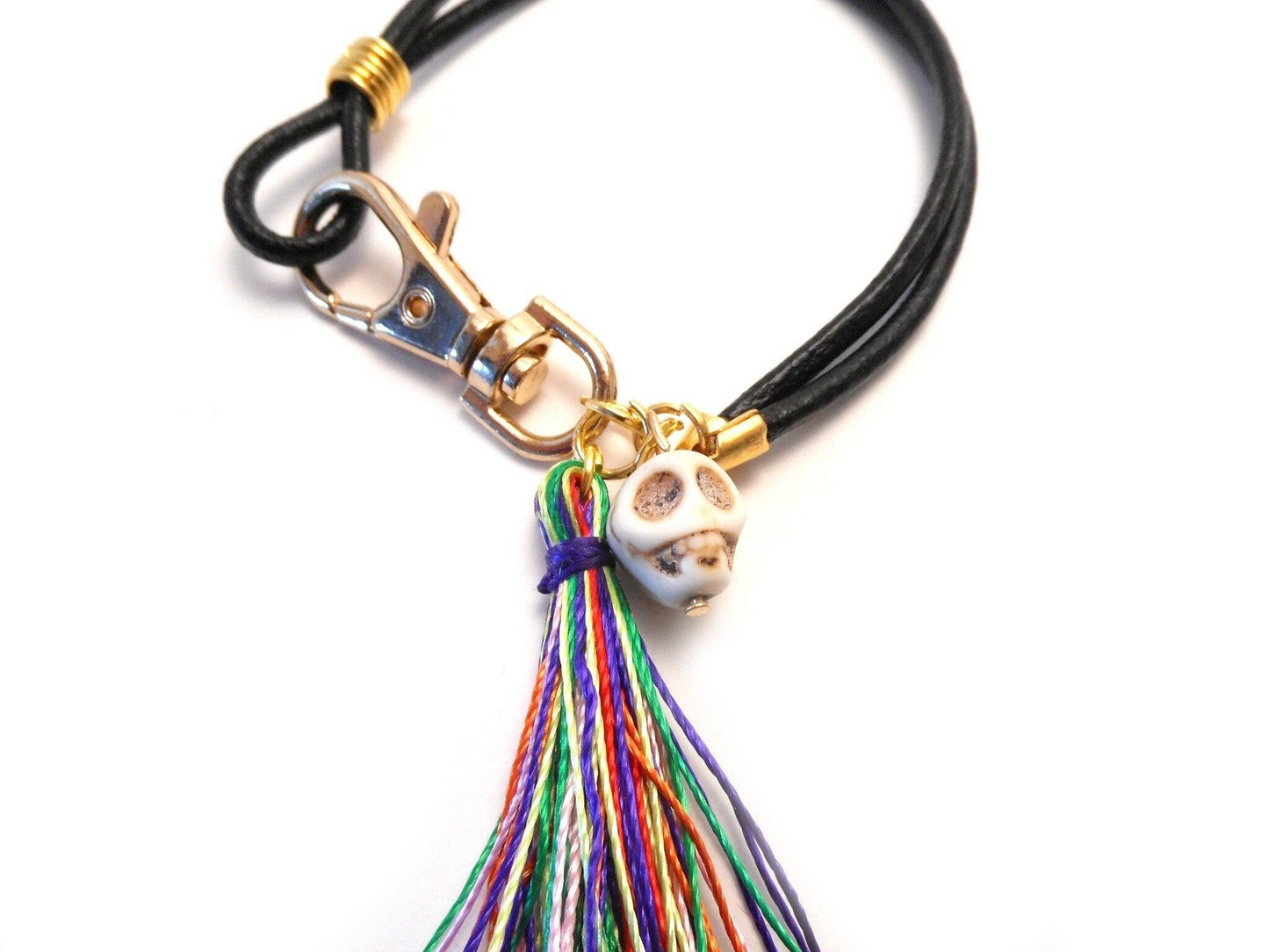 Pulsera calavera de cuero