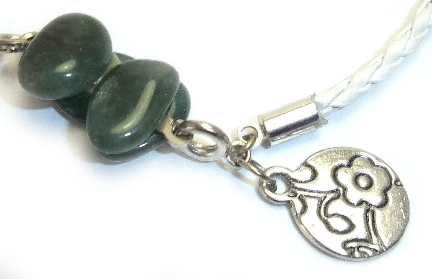 Pulsera trenzada con jade verde
