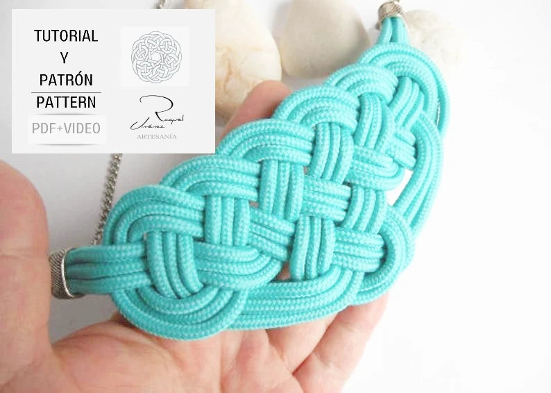 tutorial con patrón imprimible para hacer collar nudo de macramé