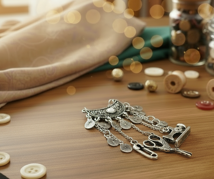 Broche de costurera chatelaine