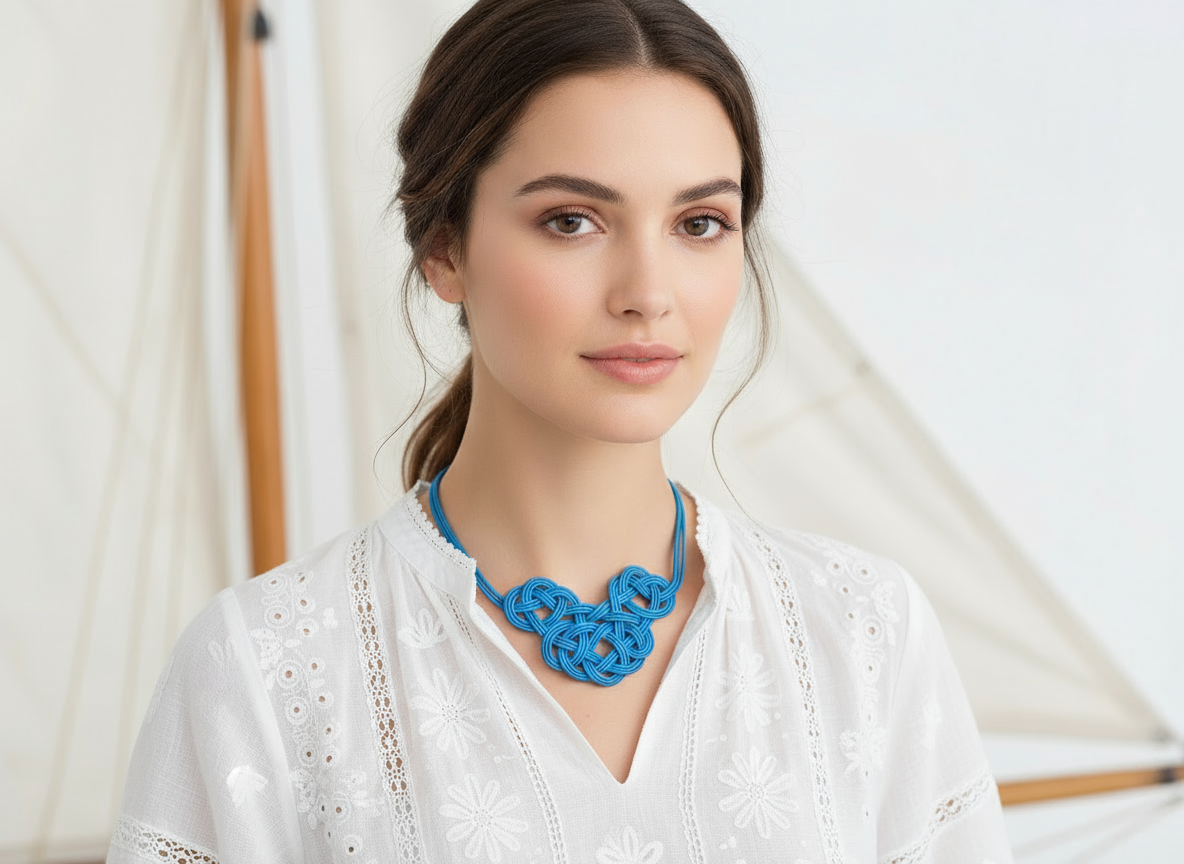 Leather necklace with braided celtic knot for women.