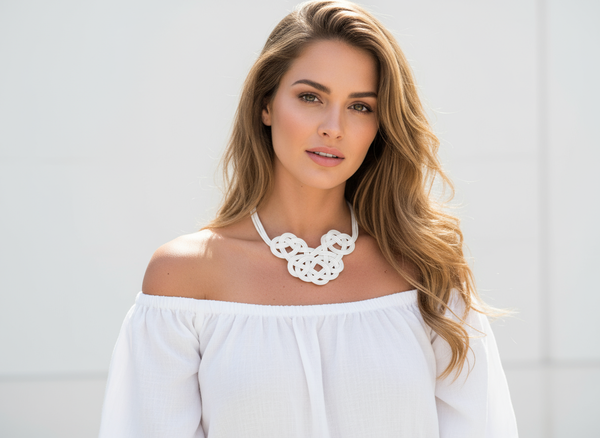 Leather necklace with braided celtic knot for women.