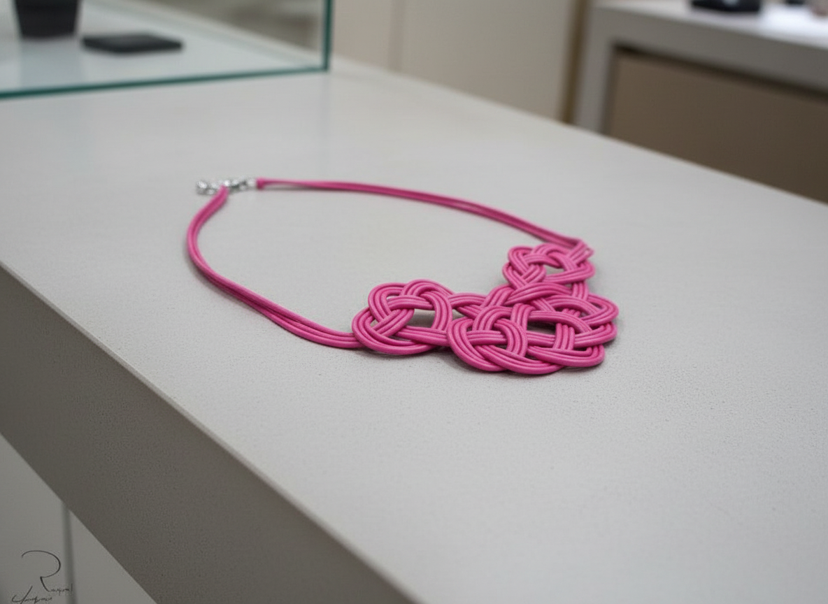 collar de cuero con nudos