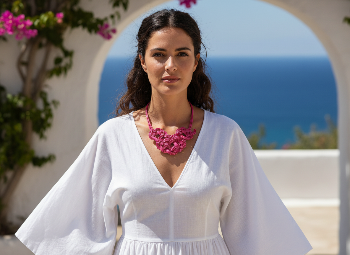 Leather necklace with braided celtic knot for women.