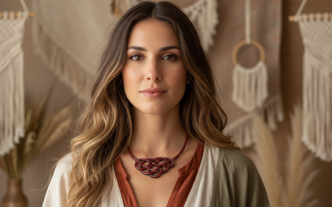 Collier en cuir noué en trois couleurs personnalisables