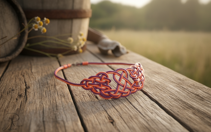 Collier avec nœuds en cuir tressés à la main