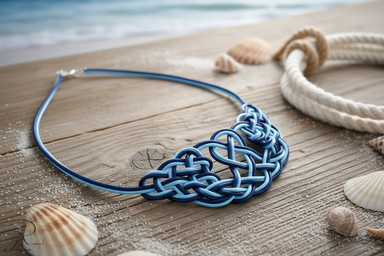 Collar con nudos de cuero trenzados a mano