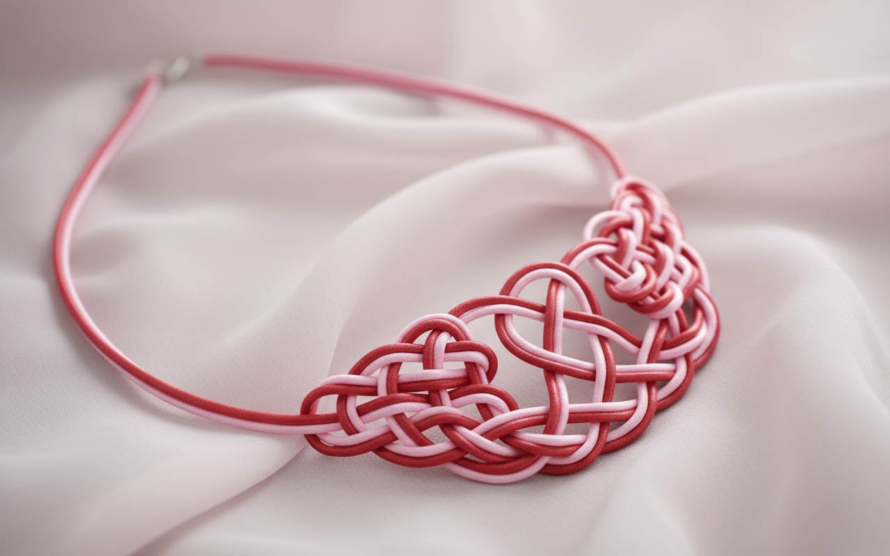 Collier avec nœuds en cuir tressés à la main